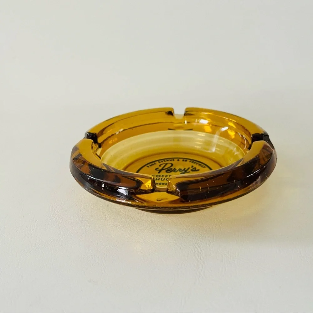Perry's Amber Glass Ashtray